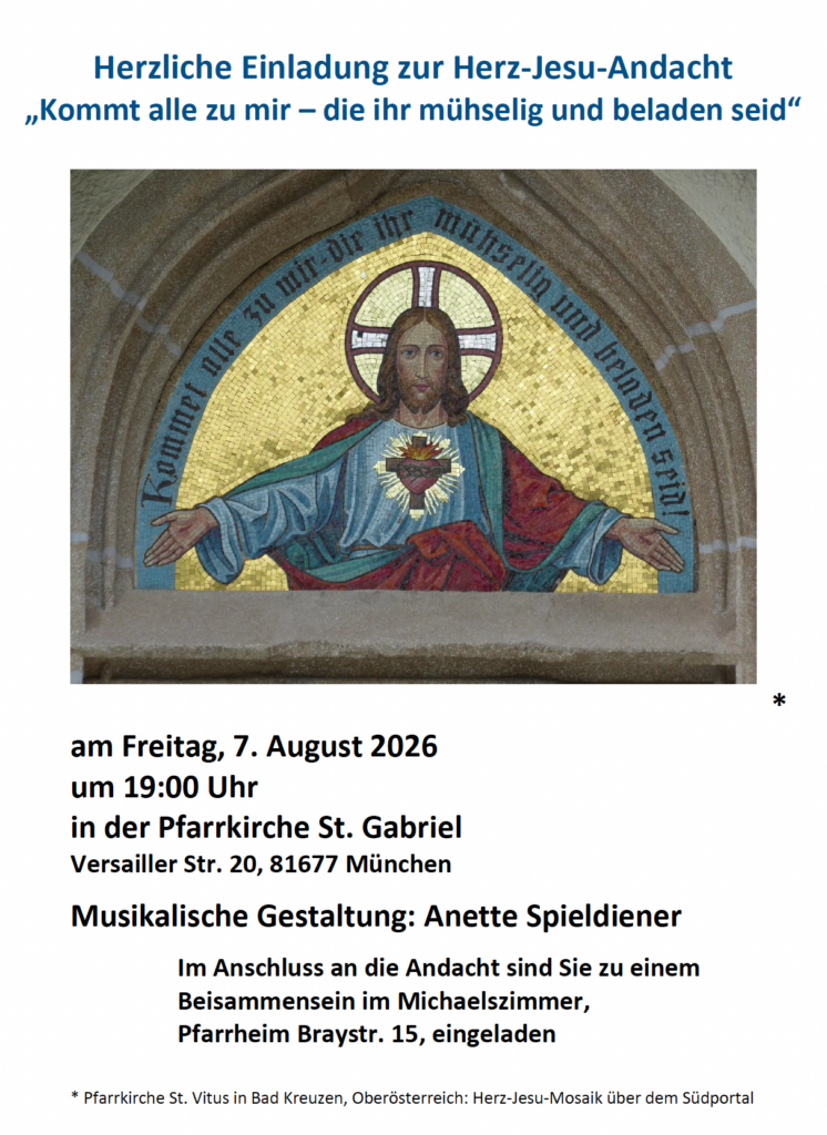 Herz-Jesu-Andacht „Kommt alle zu mir – die ihr mühselig und beladen seid“